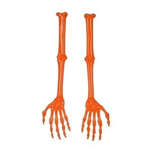 Pair of Novelty Salad Tongs Party Decor Skeleton Bones Halloween Holiday Orange